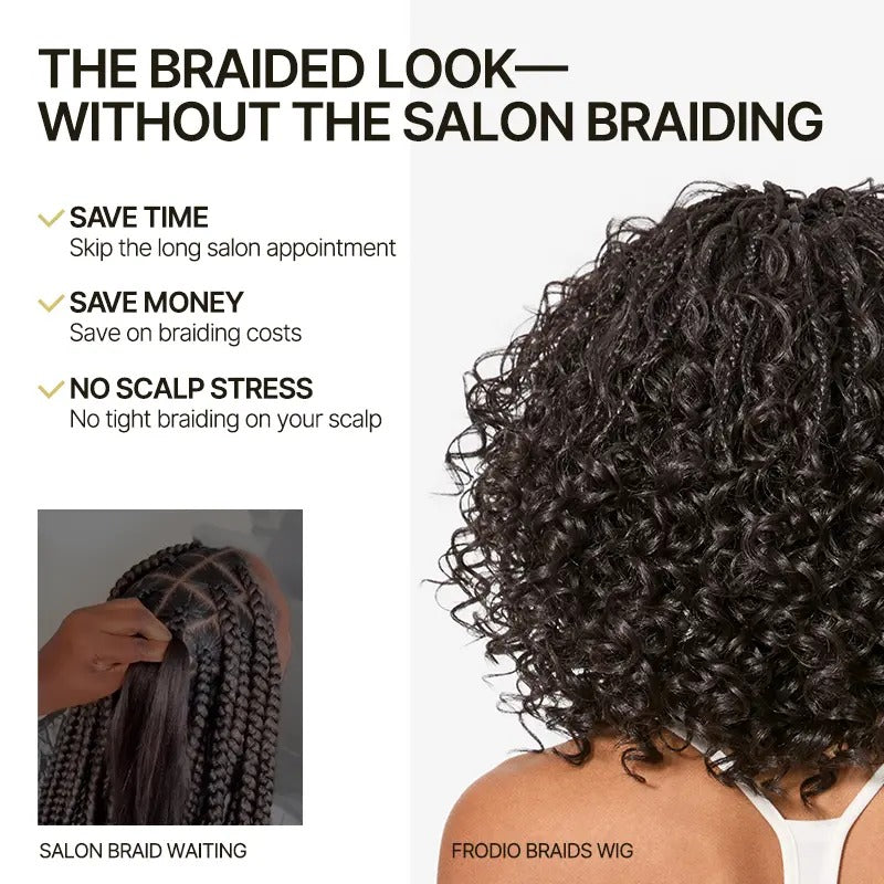 Glueless 13x6 Lace Front Wig – Boho Braided Water Wave Hairstyle with Premium Synthetic Fiber