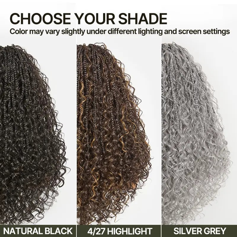 Glueless 13x6 Lace Front Wig – Boho Braided Water Wave Hairstyle with Premium Synthetic Fiber