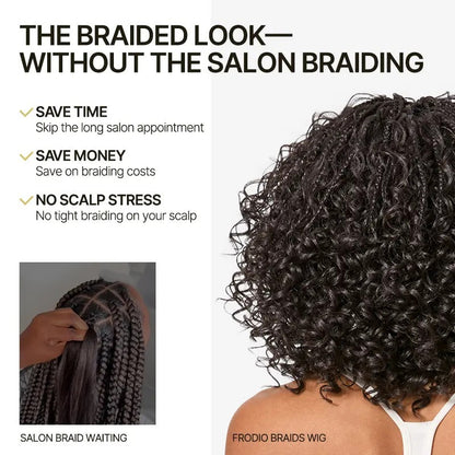Glueless 13x6 Lace Front Wig – Boho Braided Water Wave Hairstyle with Premium Synthetic Fiber