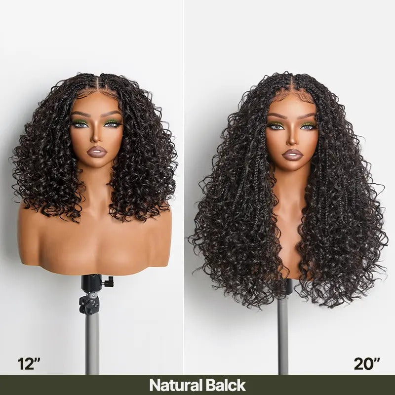 Glueless 13x6 Lace Front Wig – Boho Braided Water Wave Hairstyle with Premium Synthetic Fiber