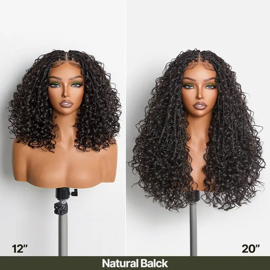 Glueless 13x6 Lace Front Wig – Boho Braided Water Wave Hairstyle with Premium Synthetic Fiber