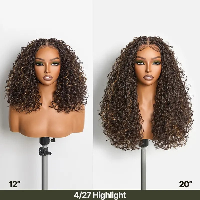 Glueless 13x6 Lace Front Wig – Boho Braided Water Wave Hairstyle with Premium Synthetic Fiber